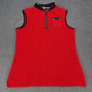 Jamie Sadock Ribbed Sleeveless Golf 1/4 Zip Top Shirt Womens Red M